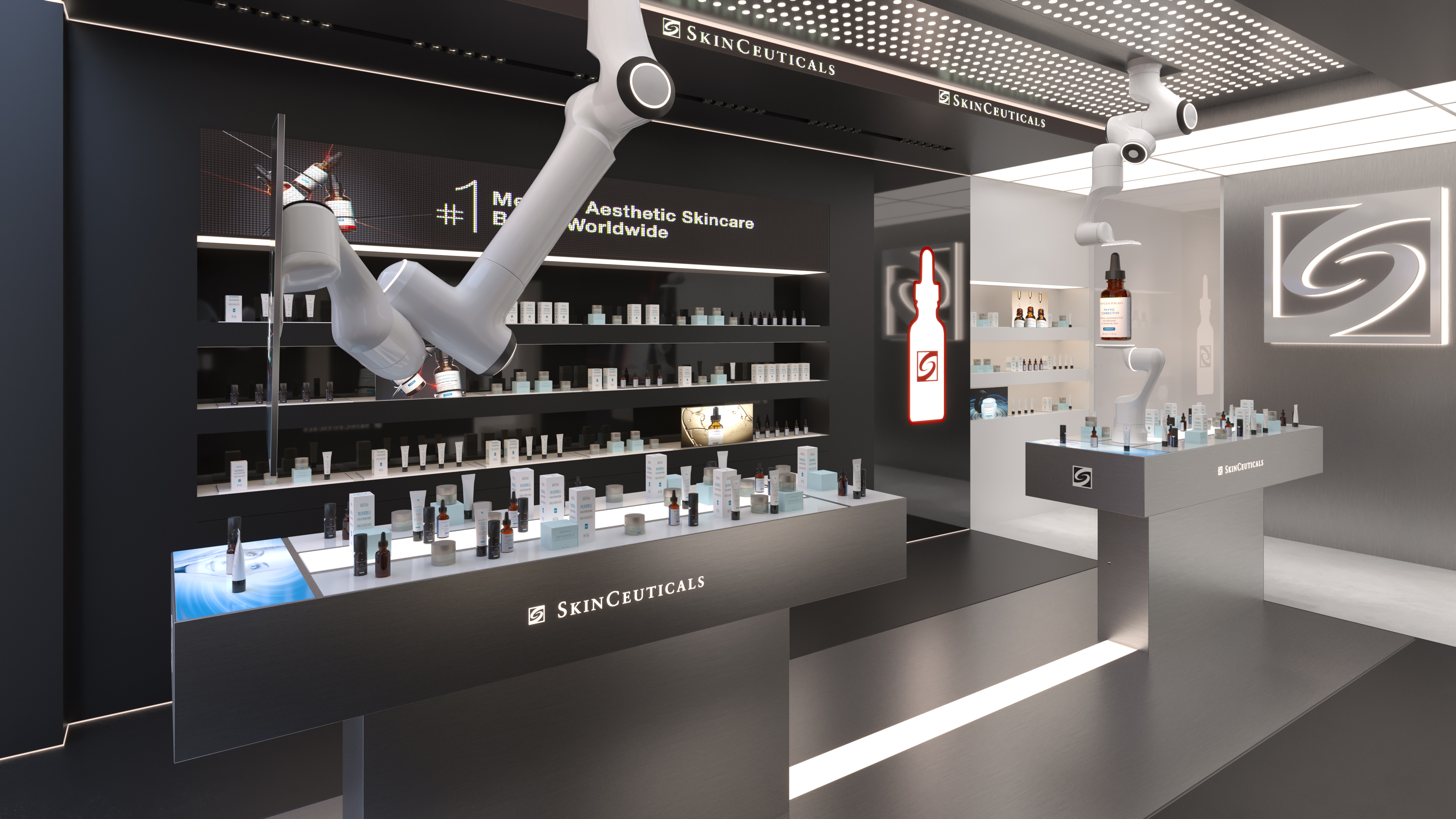 Retail cosmétique — SkinCeuticals — rendu 3D architectural MD Studio